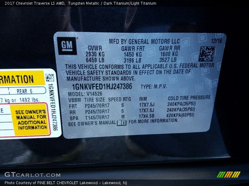 Tungsten Metallic / Dark Titanium/Light Titanium 2017 Chevrolet Traverse LS AWD