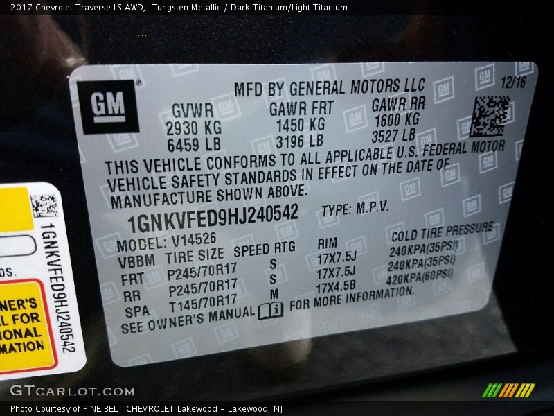 Tungsten Metallic / Dark Titanium/Light Titanium 2017 Chevrolet Traverse LS AWD