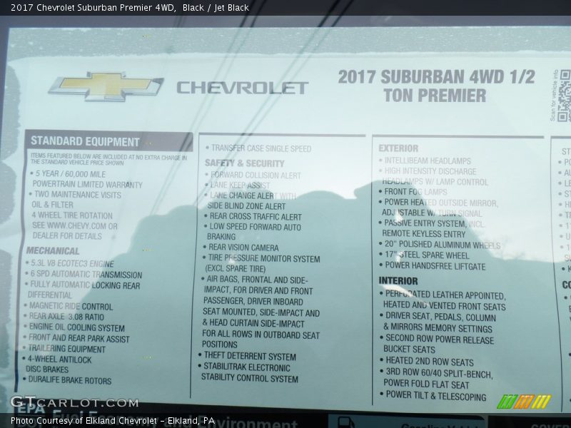 Black / Jet Black 2017 Chevrolet Suburban Premier 4WD