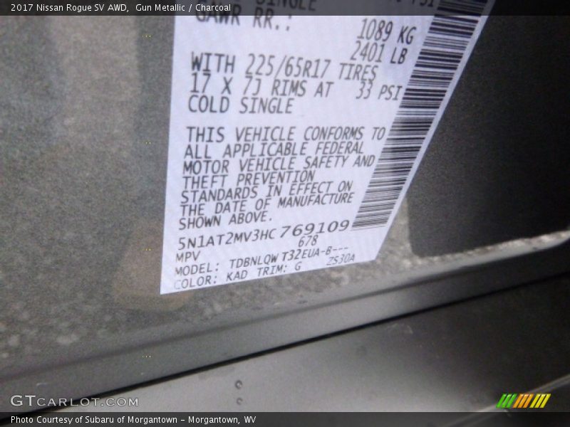 Gun Metallic / Charcoal 2017 Nissan Rogue SV AWD