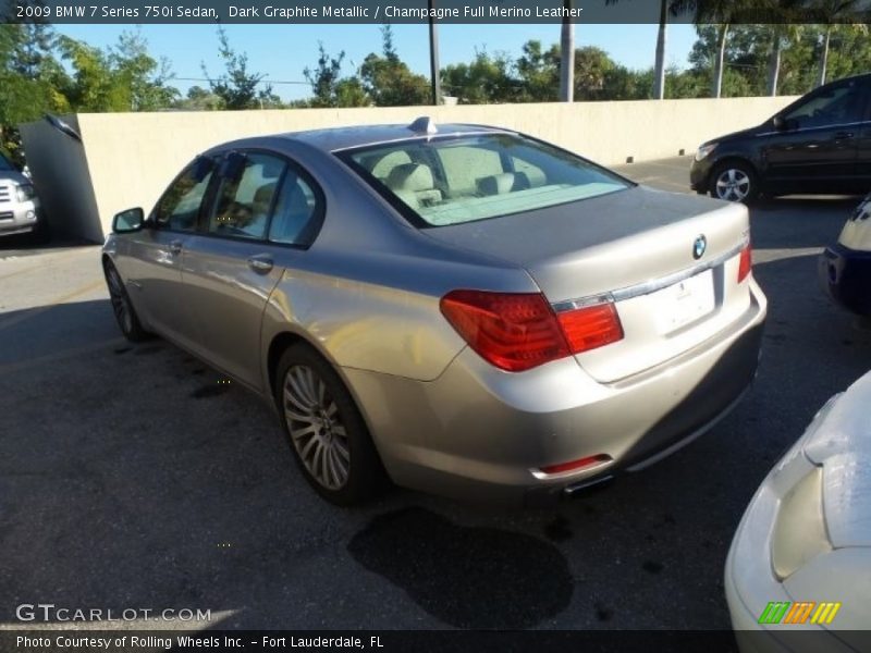 Dark Graphite Metallic / Champagne Full Merino Leather 2009 BMW 7 Series 750i Sedan