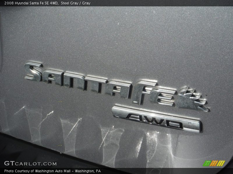 Steel Gray / Gray 2008 Hyundai Santa Fe SE 4WD