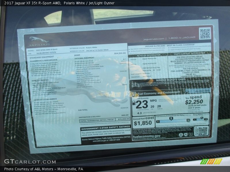  2017 XF 35t R-Sport AWD Window Sticker