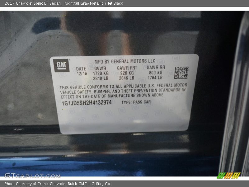 Nightfall Gray Metallic / Jet Black 2017 Chevrolet Sonic LT Sedan