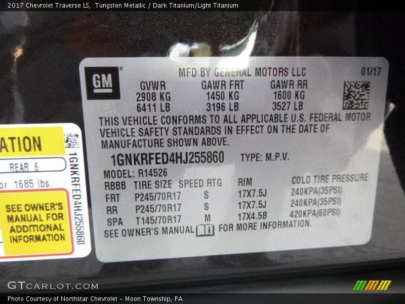 Tungsten Metallic / Dark Titanium/Light Titanium 2017 Chevrolet Traverse LS
