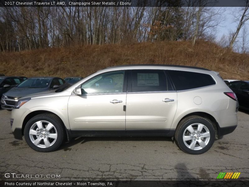 Champagne Silver Metallic / Ebony 2017 Chevrolet Traverse LT AWD