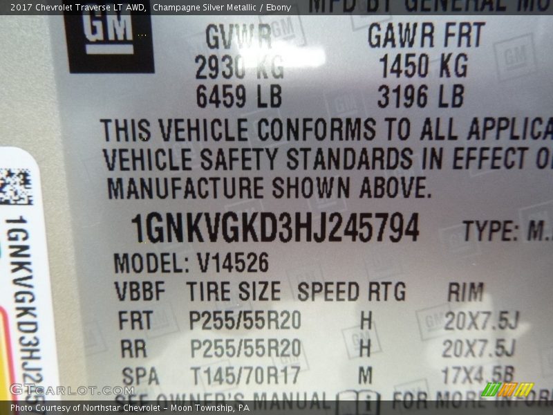 Champagne Silver Metallic / Ebony 2017 Chevrolet Traverse LT AWD