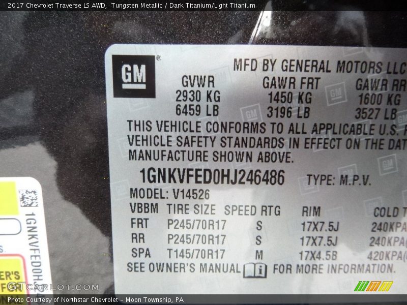 Tungsten Metallic / Dark Titanium/Light Titanium 2017 Chevrolet Traverse LS AWD