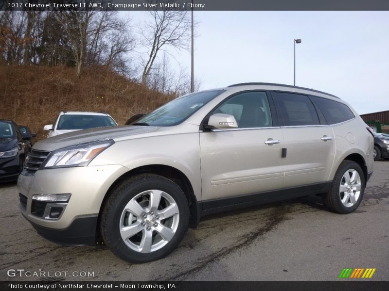 Champagne Silver Metallic / Ebony 2017 Chevrolet Traverse LT AWD
