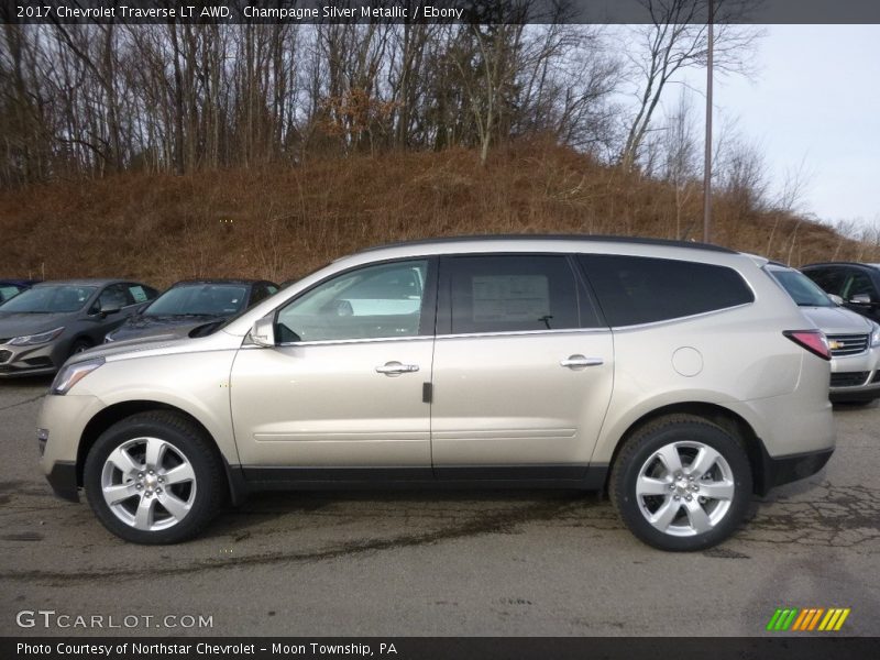 Champagne Silver Metallic / Ebony 2017 Chevrolet Traverse LT AWD