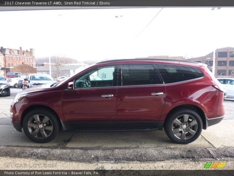 Siren Red Tintcoat / Ebony 2017 Chevrolet Traverse LT AWD