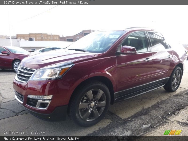 Siren Red Tintcoat / Ebony 2017 Chevrolet Traverse LT AWD