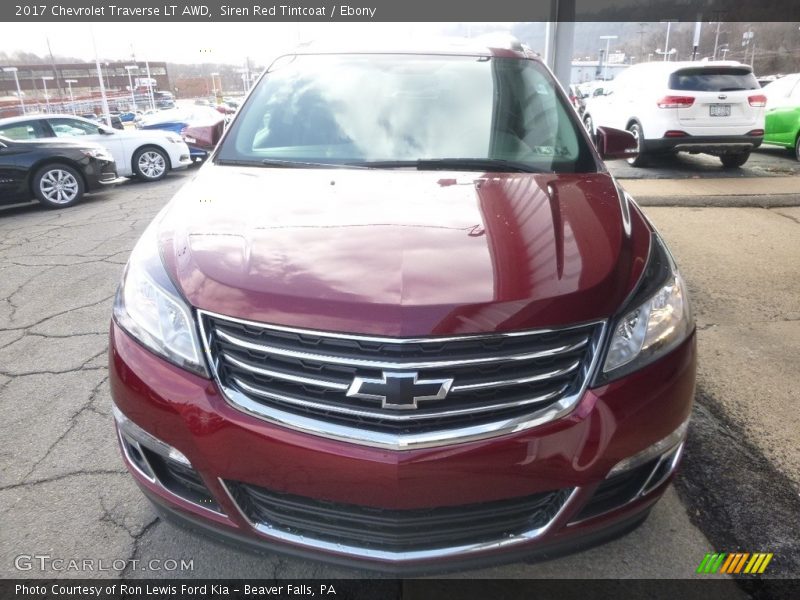 Siren Red Tintcoat / Ebony 2017 Chevrolet Traverse LT AWD