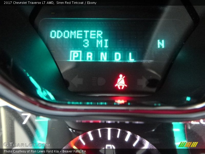 Siren Red Tintcoat / Ebony 2017 Chevrolet Traverse LT AWD