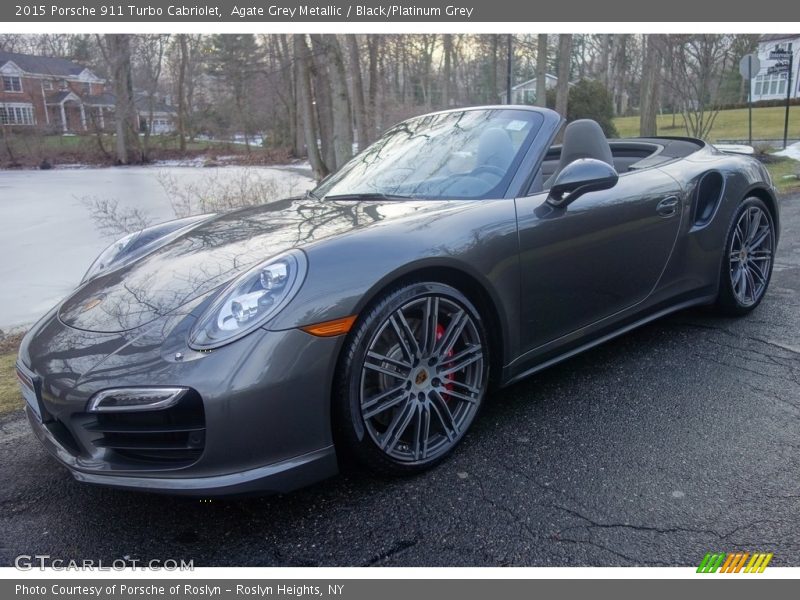 Agate Grey Metallic / Black/Platinum Grey 2015 Porsche 911 Turbo Cabriolet