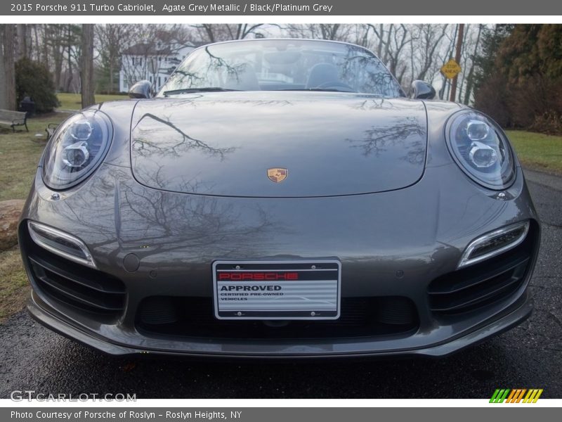 Agate Grey Metallic / Black/Platinum Grey 2015 Porsche 911 Turbo Cabriolet