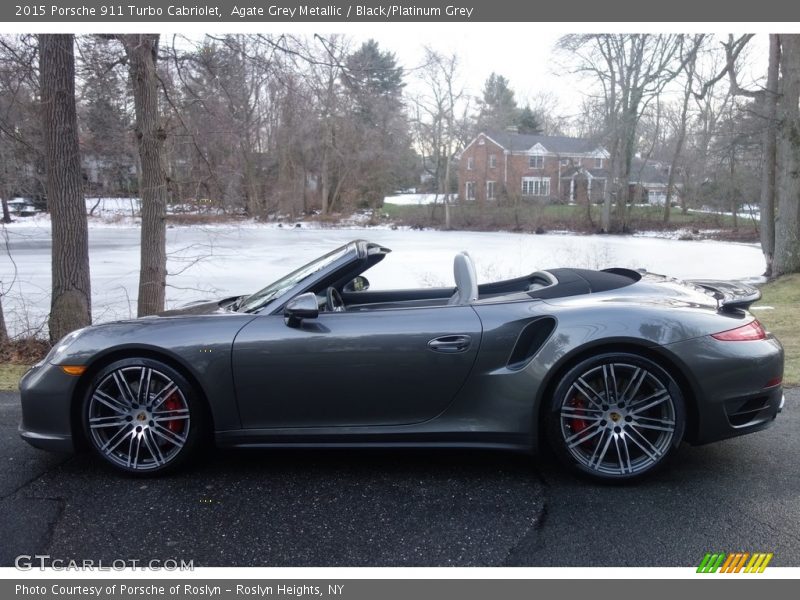 Agate Grey Metallic / Black/Platinum Grey 2015 Porsche 911 Turbo Cabriolet