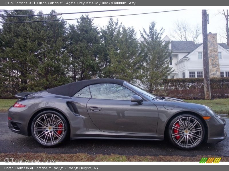 Agate Grey Metallic / Black/Platinum Grey 2015 Porsche 911 Turbo Cabriolet