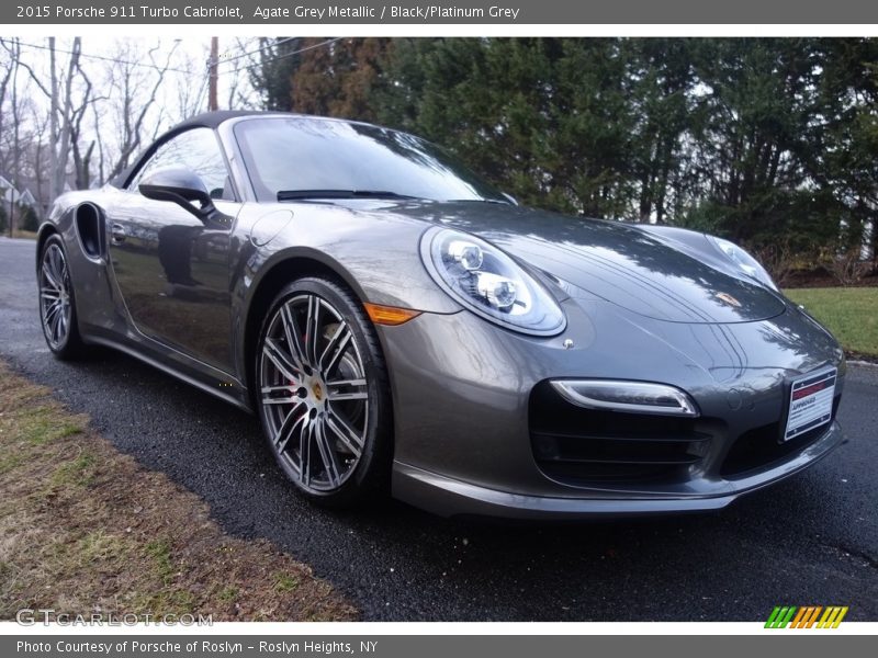 Agate Grey Metallic / Black/Platinum Grey 2015 Porsche 911 Turbo Cabriolet