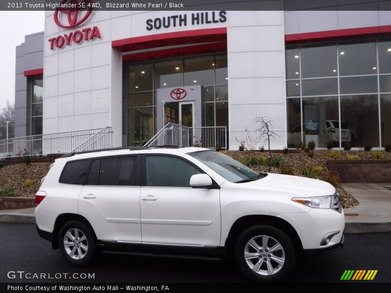 Blizzard White Pearl / Black 2013 Toyota Highlander SE 4WD