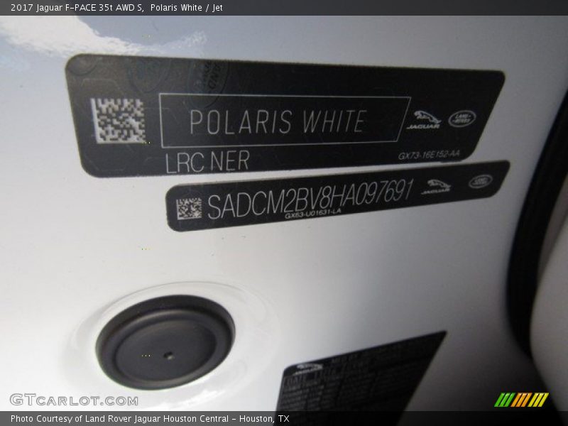 2017 F-PACE 35t AWD S Polaris White Color Code NER