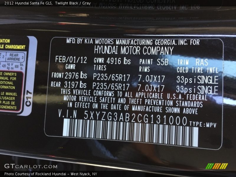 Twilight Black / Gray 2012 Hyundai Santa Fe GLS