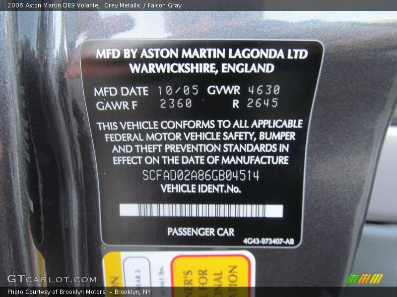 Grey Metallic / Falcon Gray 2006 Aston Martin DB9 Volante