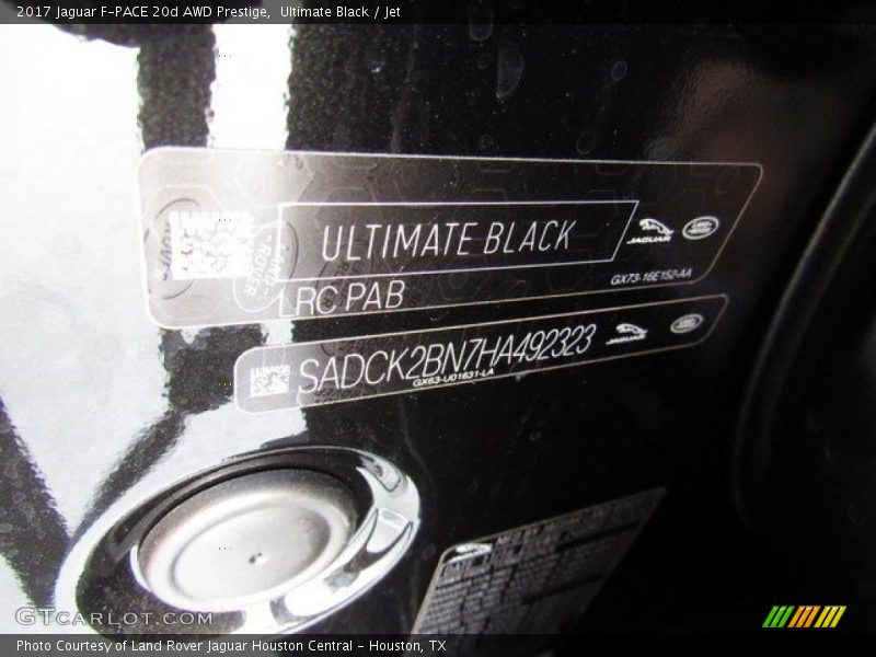 2017 F-PACE 20d AWD Prestige Ultimate Black Color Code PAB