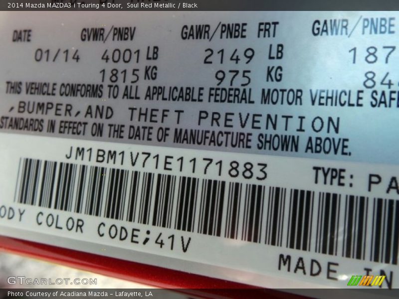 Soul Red Metallic / Black 2014 Mazda MAZDA3 i Touring 4 Door