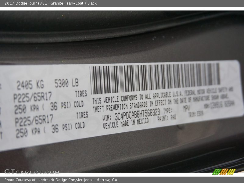 Granite Pearl-Coat / Black 2017 Dodge Journey SE