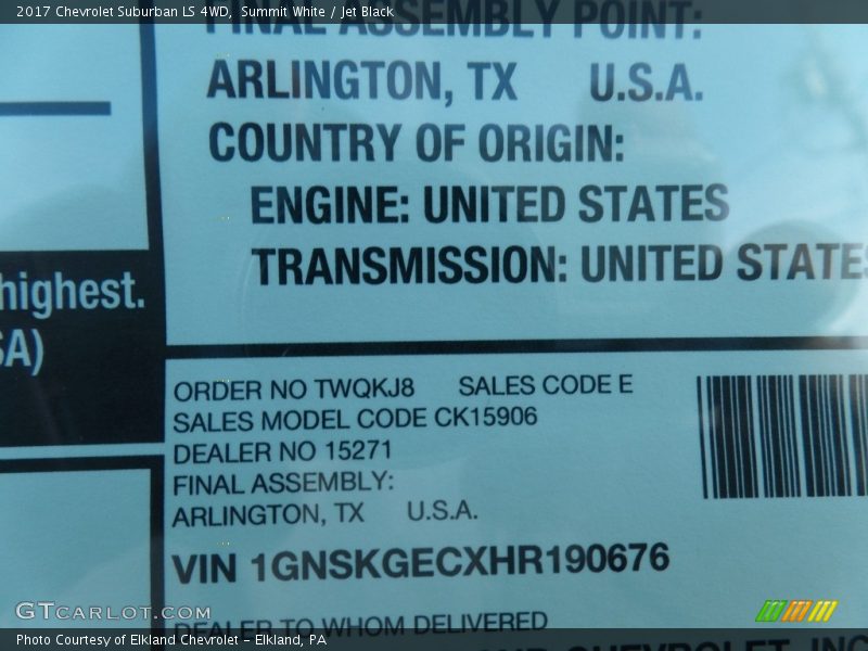 Summit White / Jet Black 2017 Chevrolet Suburban LS 4WD