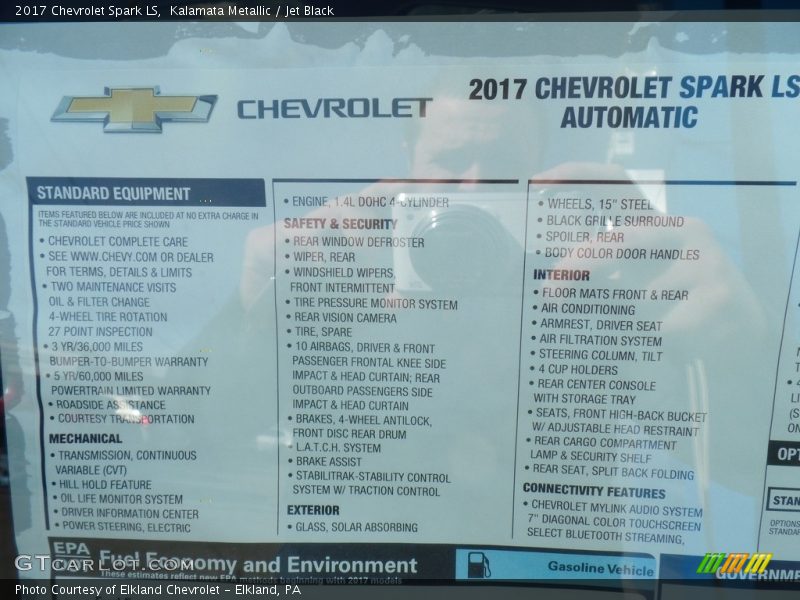 Kalamata Metallic / Jet Black 2017 Chevrolet Spark LS