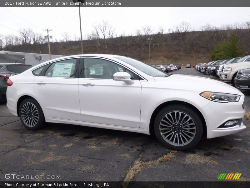 White Platinum / Medium Light Stone 2017 Ford Fusion SE AWD