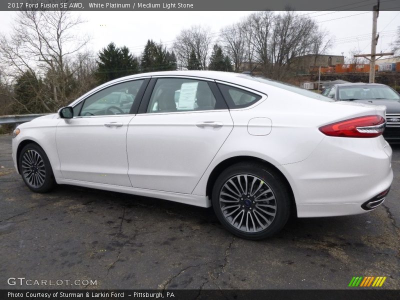 White Platinum / Medium Light Stone 2017 Ford Fusion SE AWD