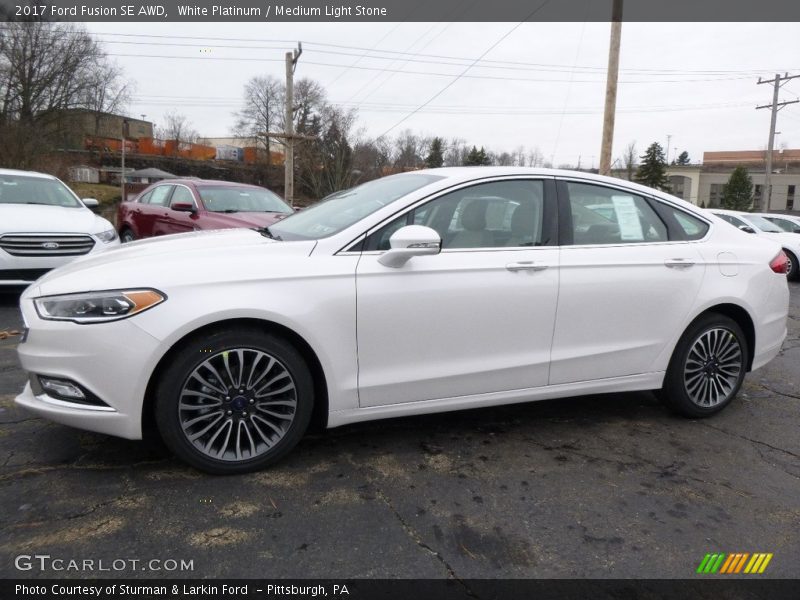 White Platinum / Medium Light Stone 2017 Ford Fusion SE AWD