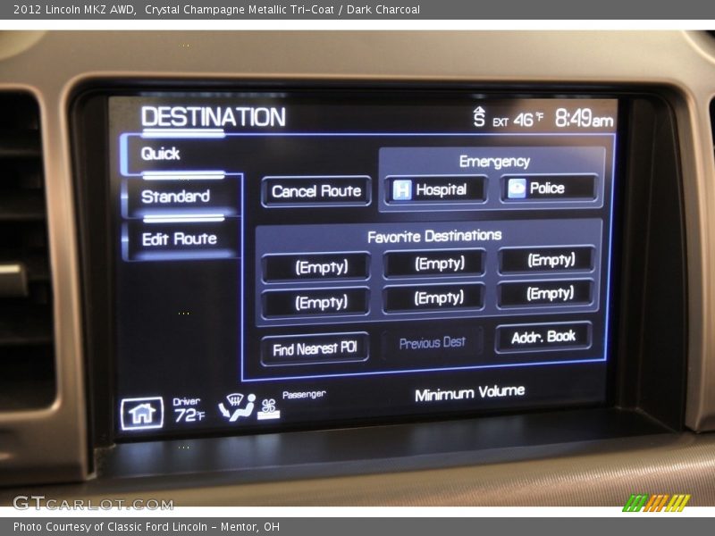 Crystal Champagne Metallic Tri-Coat / Dark Charcoal 2012 Lincoln MKZ AWD