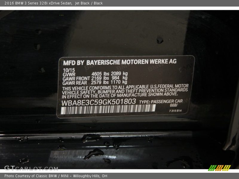 Jet Black / Black 2016 BMW 3 Series 328i xDrive Sedan