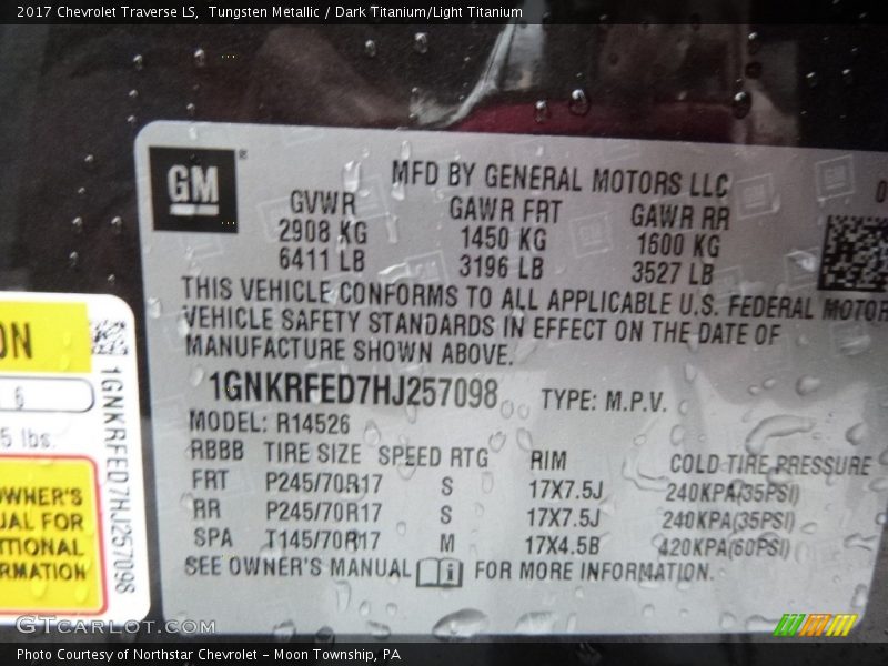 Tungsten Metallic / Dark Titanium/Light Titanium 2017 Chevrolet Traverse LS