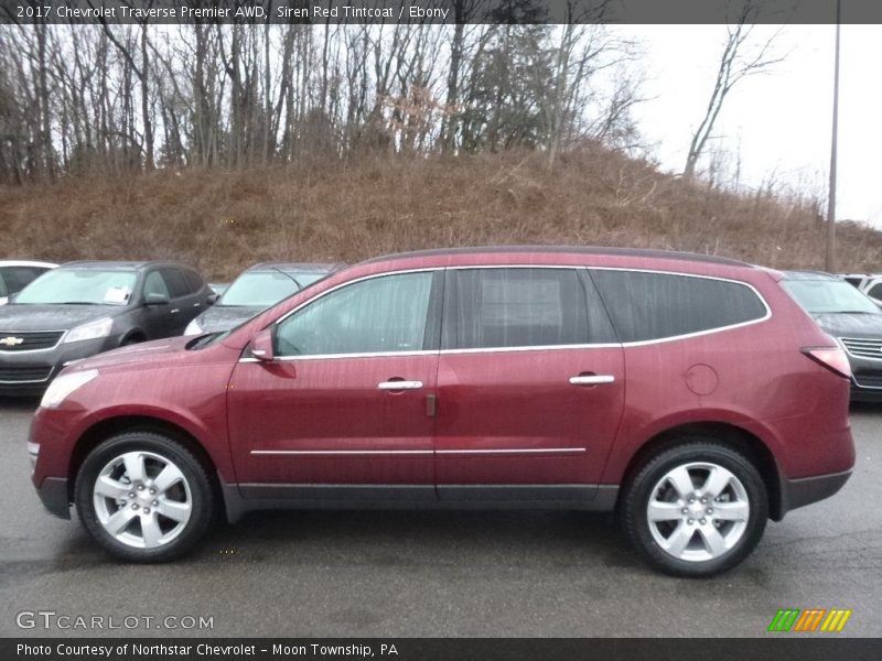 Siren Red Tintcoat / Ebony 2017 Chevrolet Traverse Premier AWD