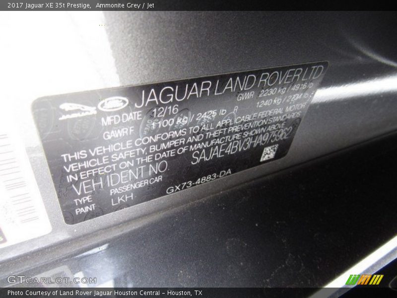 Ammonite Grey / Jet 2017 Jaguar XE 35t Prestige