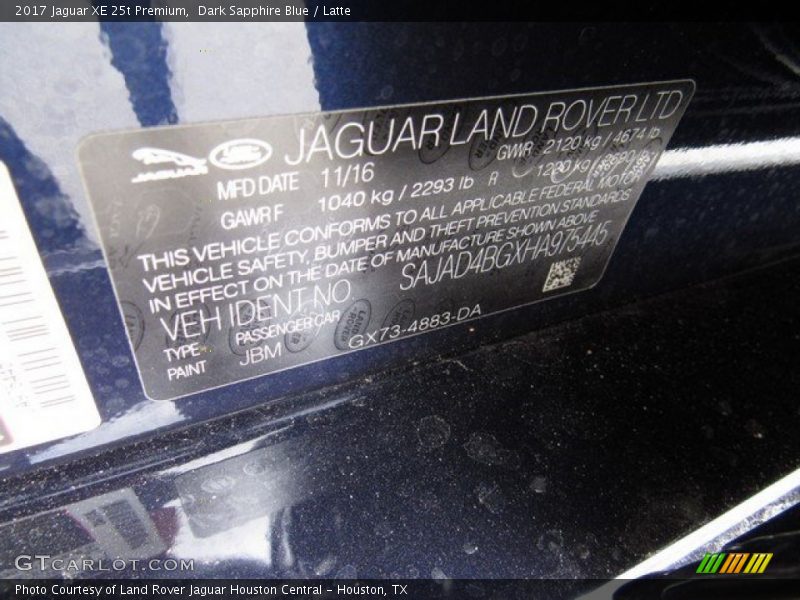 Dark Sapphire Blue / Latte 2017 Jaguar XE 25t Premium