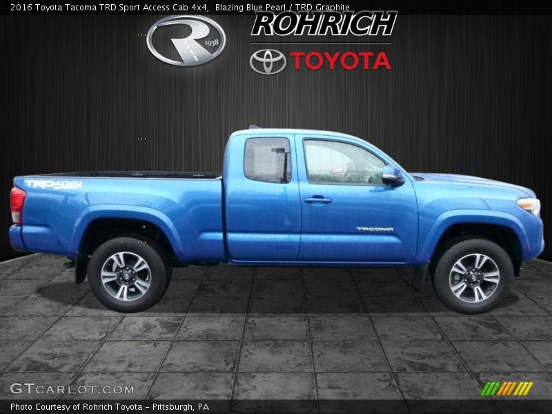 Blazing Blue Pearl / TRD Graphite 2016 Toyota Tacoma TRD Sport Access Cab 4x4