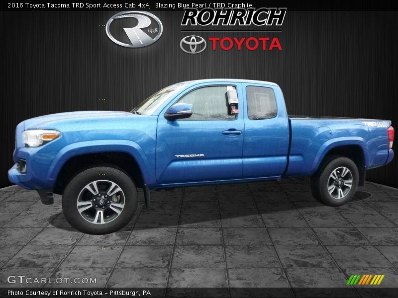 Blazing Blue Pearl / TRD Graphite 2016 Toyota Tacoma TRD Sport Access Cab 4x4