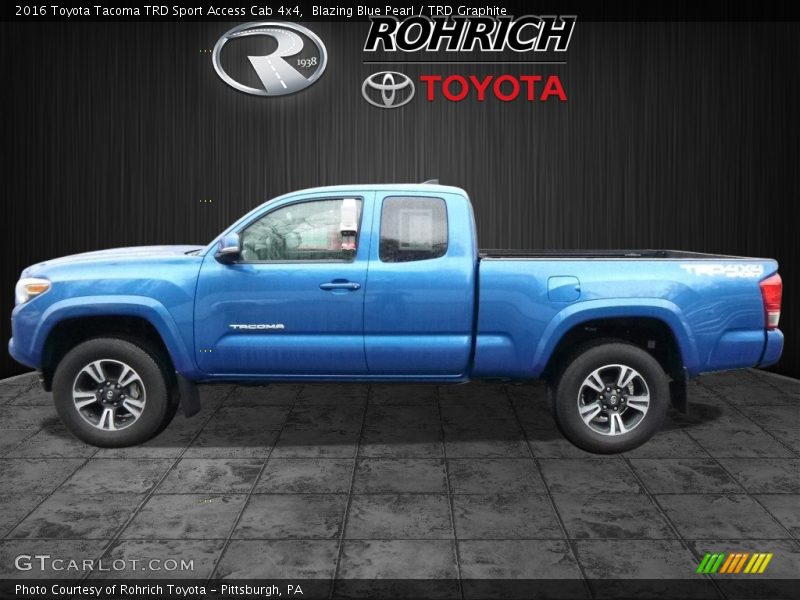 Blazing Blue Pearl / TRD Graphite 2016 Toyota Tacoma TRD Sport Access Cab 4x4