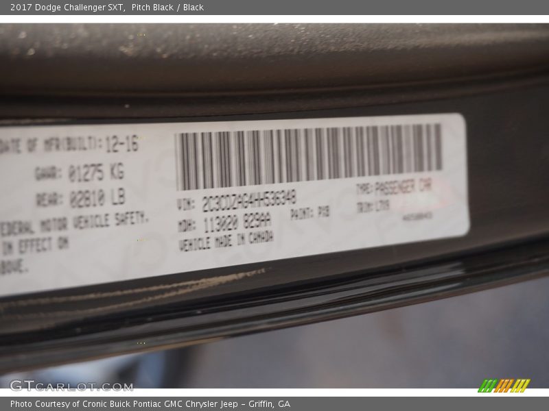 Pitch Black / Black 2017 Dodge Challenger SXT