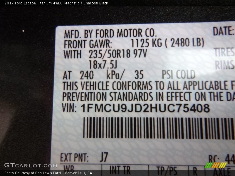 Magnetic / Charcoal Black 2017 Ford Escape Titanium 4WD