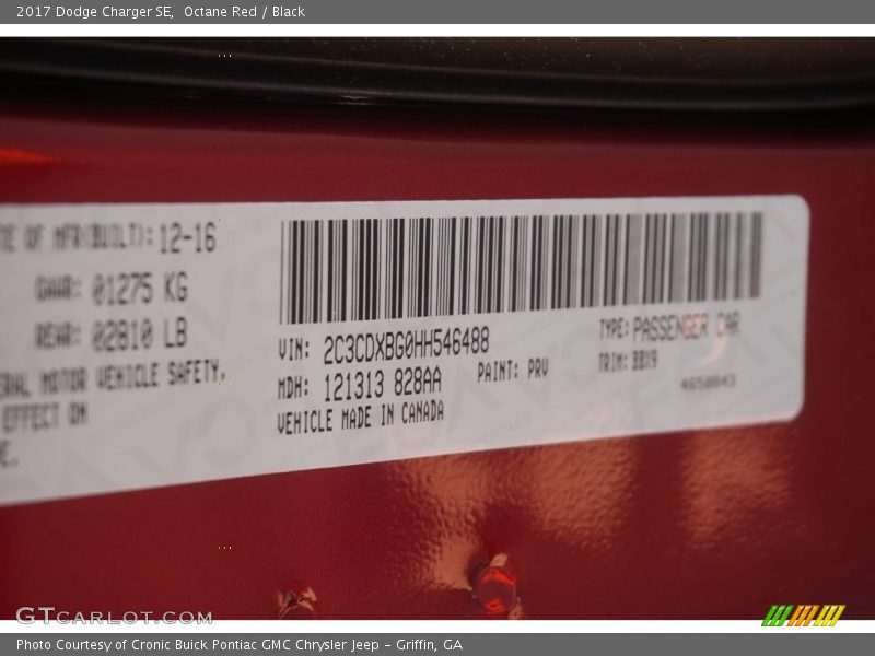 Octane Red / Black 2017 Dodge Charger SE