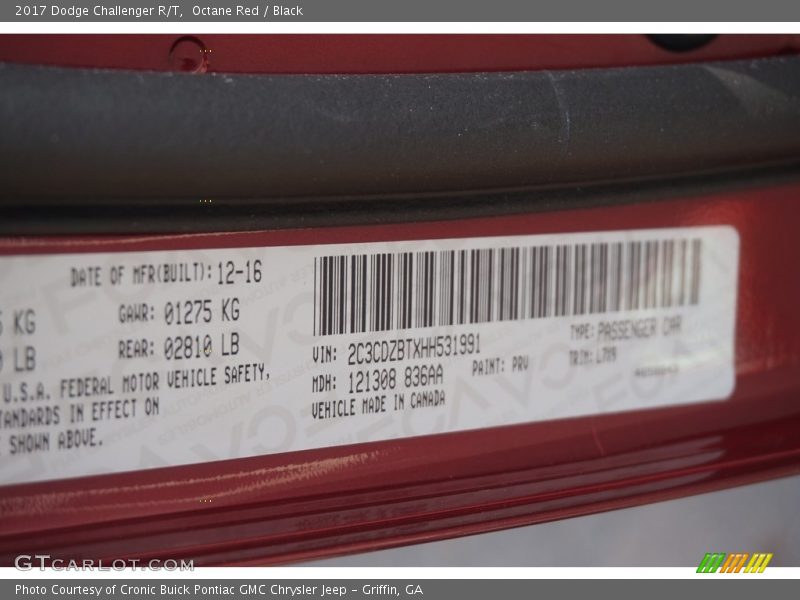 Octane Red / Black 2017 Dodge Challenger R/T