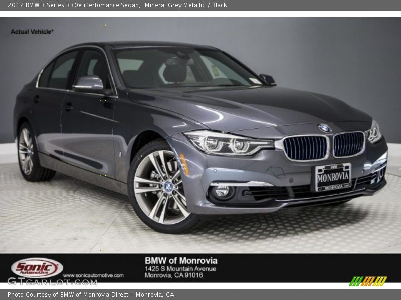 Mineral Grey Metallic / Black 2017 BMW 3 Series 330e iPerfomance Sedan