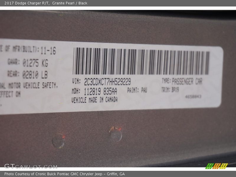 Granite Pearl / Black 2017 Dodge Charger R/T